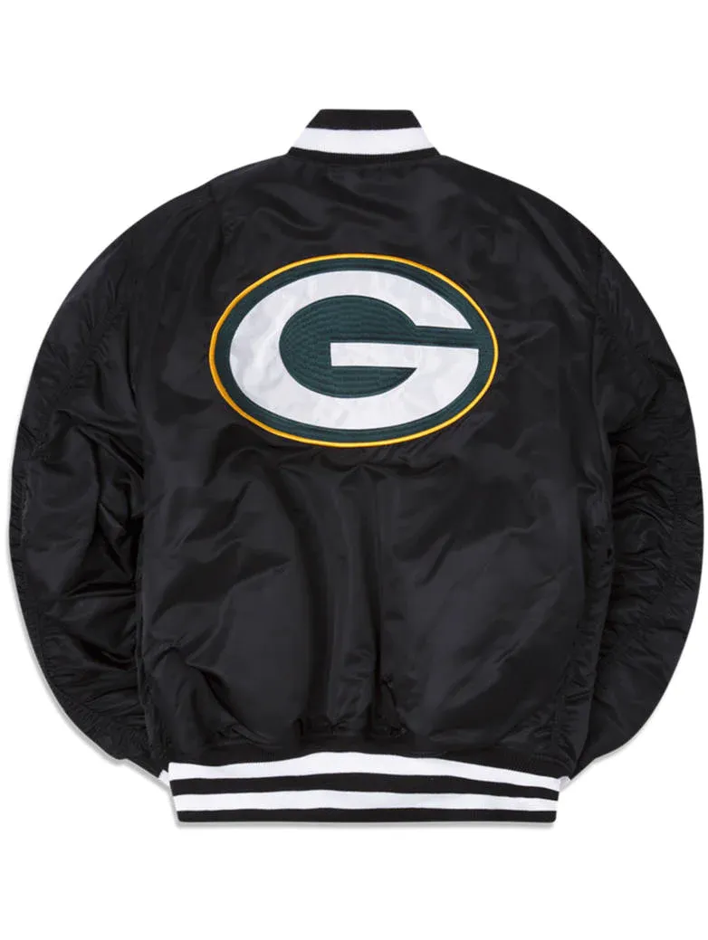 GREEN BAY PACKERS MEN'S NEW ERA ALPHA INDUSTRIES REVERSIBLE BOMBER JACKET