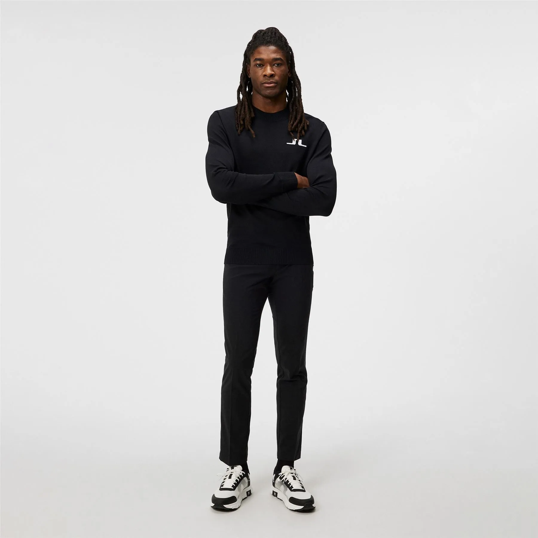 Gus Crew Neck Nylon Knitted Sweater Black - SS24