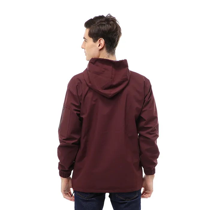 Hamlin Clover Outerwear Jacket Hoodie Pria Waterproof Anti Air Material Taslan ORIGINAL - Maroon