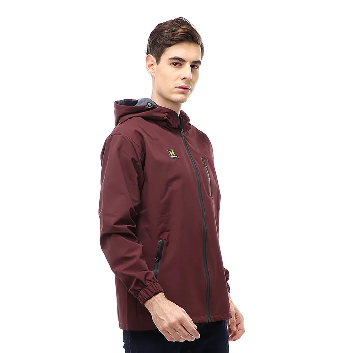 Hamlin Clover Outerwear Jacket Hoodie Pria Waterproof Anti Air Material Taslan ORIGINAL - Maroon