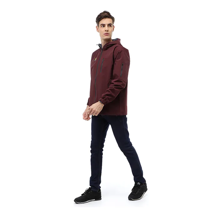 Hamlin Clover Outerwear Jacket Hoodie Pria Waterproof Anti Air Material Taslan ORIGINAL - Maroon