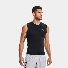 HeatGear Compression Sleeveless Mens Short Sleeve Shirt (Black/White)