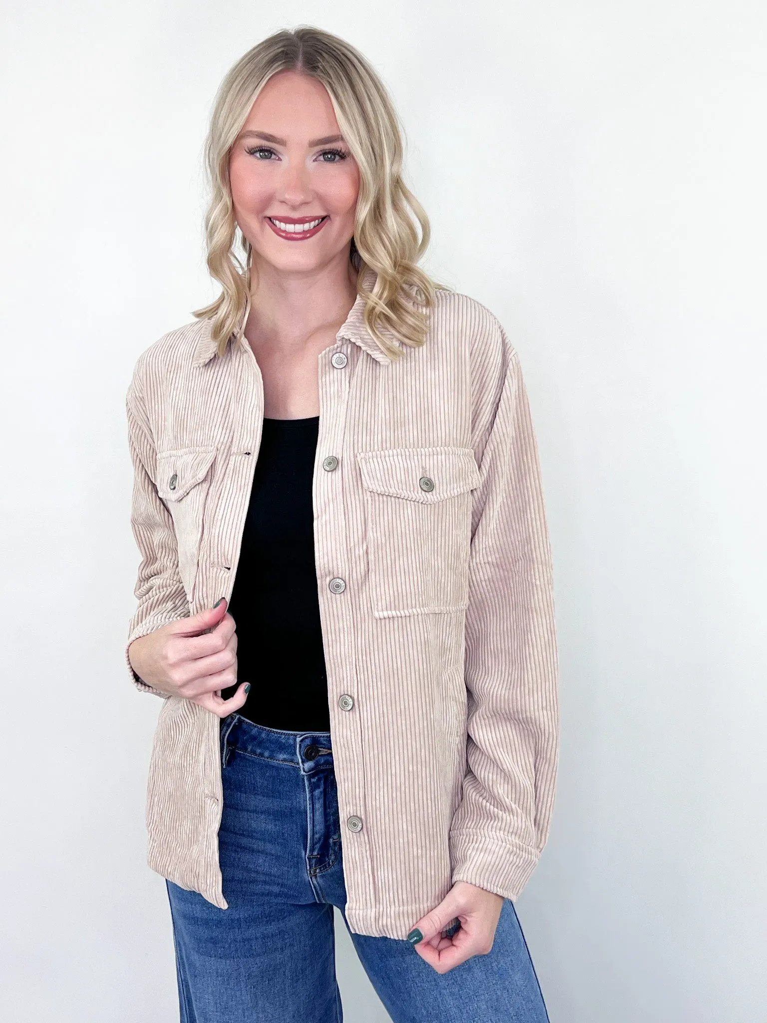 Heidi - Beige Corduroy Shacket