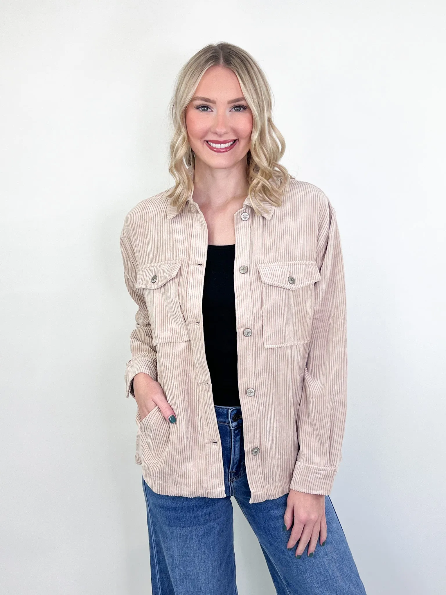 Heidi - Beige Corduroy Shacket