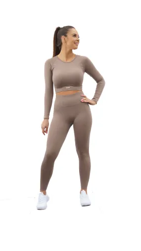 ISLA seamless ribbed tights- Caffe