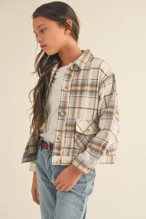 Ivory/Brown/Blue Shacket