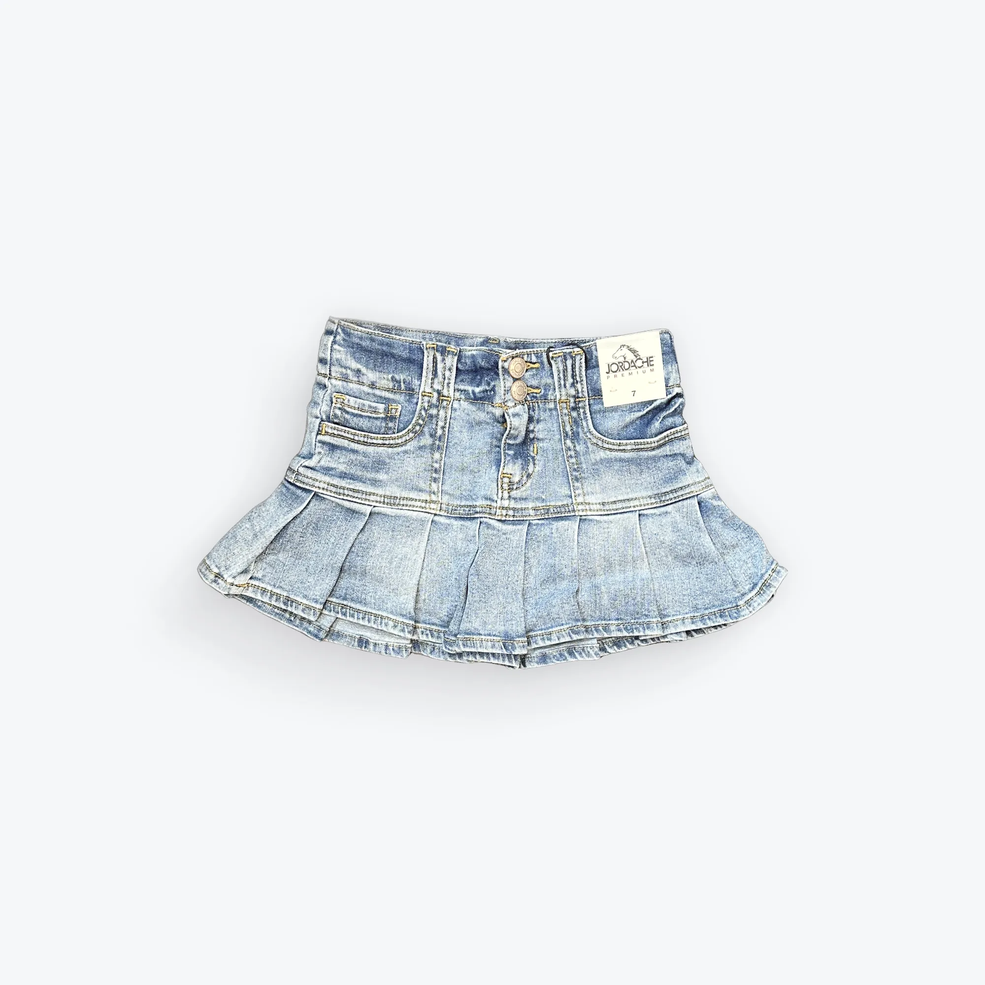 Jordache Double Button Pleated Denim Skirt