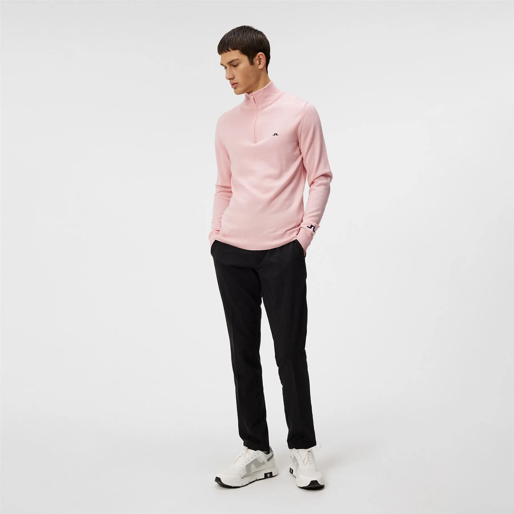 Kian Quarter Zip Tour Merino Sweater Powder Pink - SS24