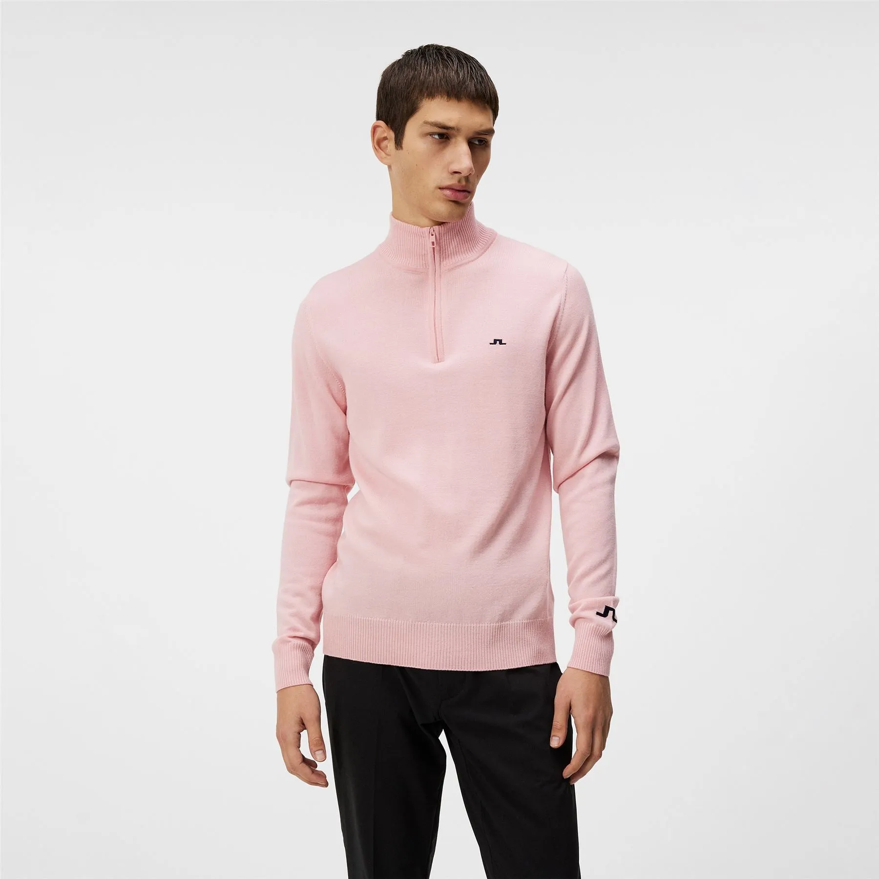 Kian Quarter Zip Tour Merino Sweater Powder Pink - SS24