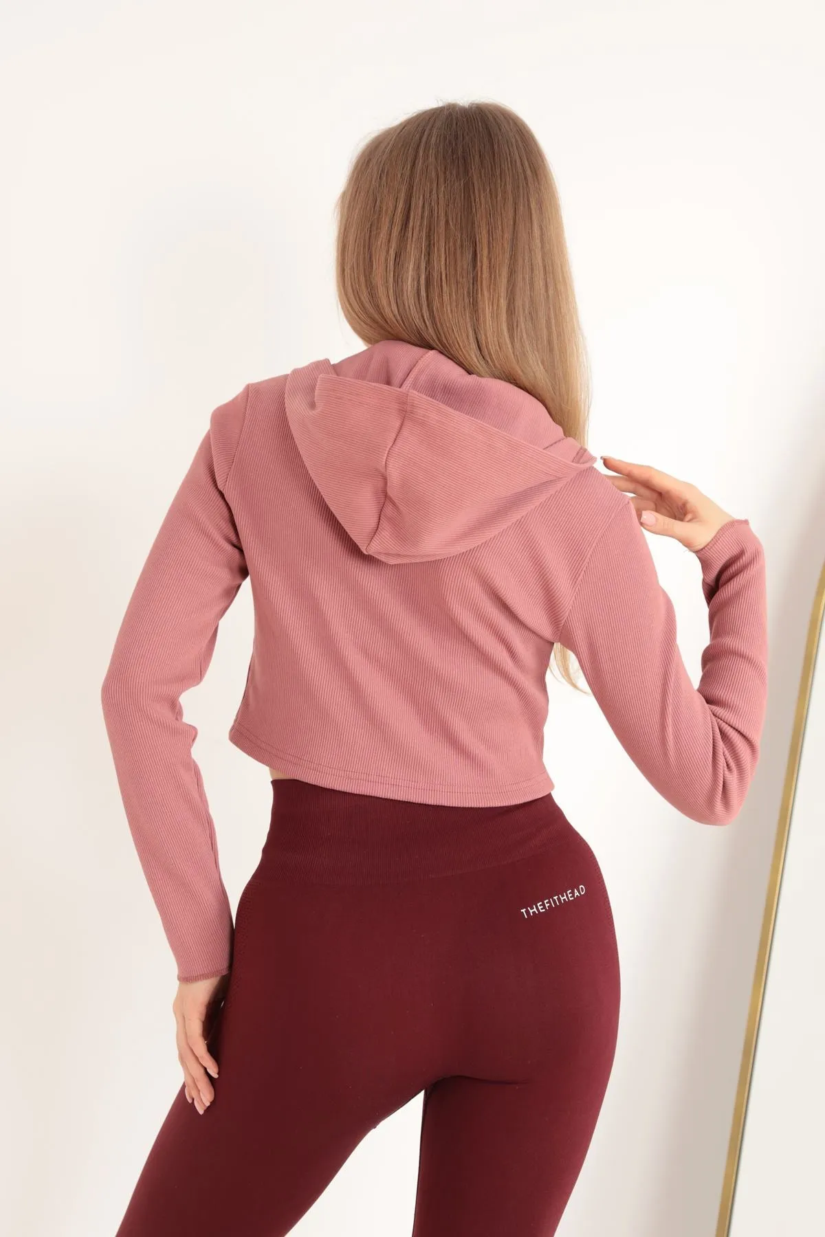 KKT Camisole Fabric Crop Zipper Women's Cardigan-Rose  - Warendorf