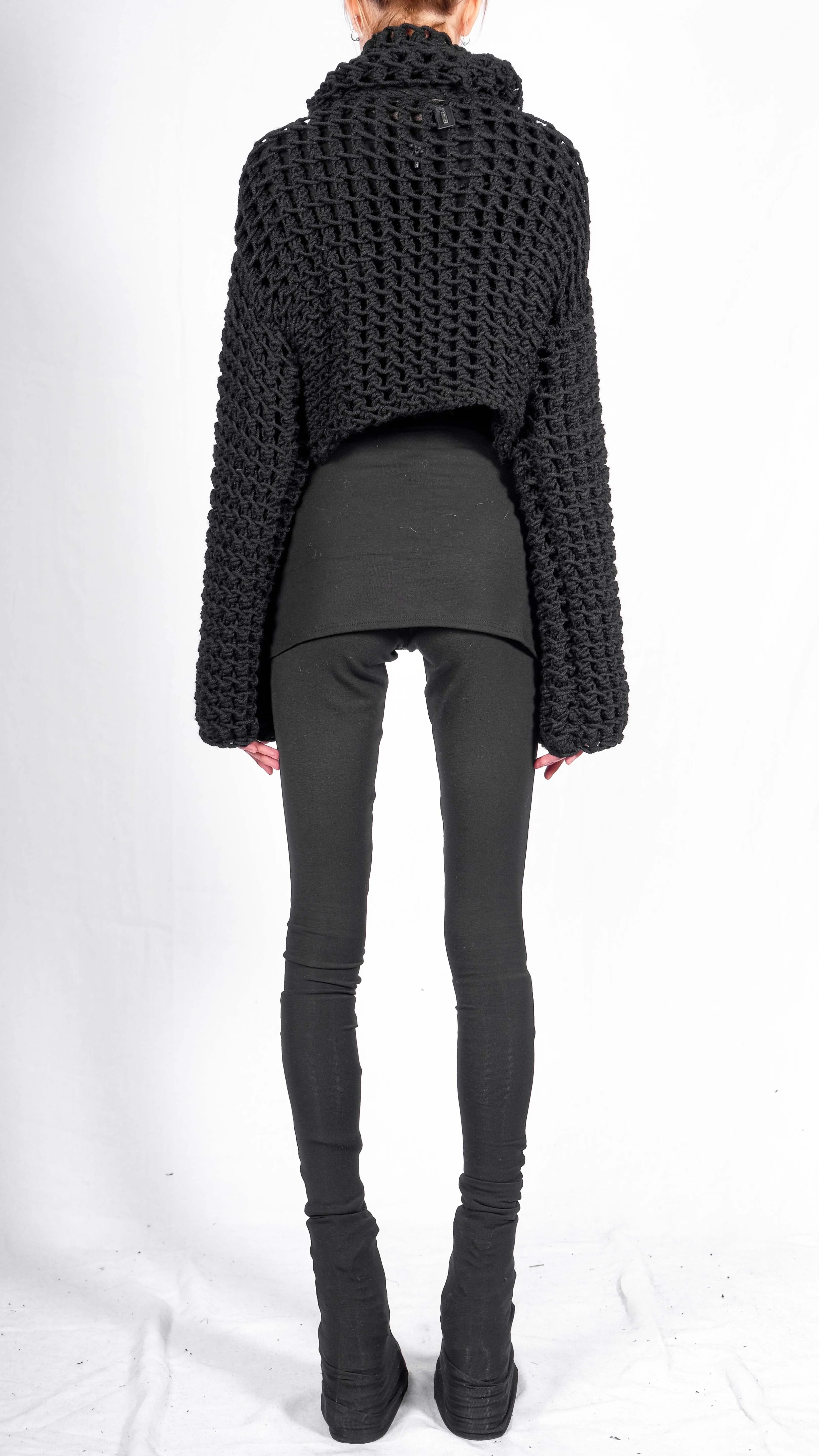 Knitted Crop Top with Tube Collar