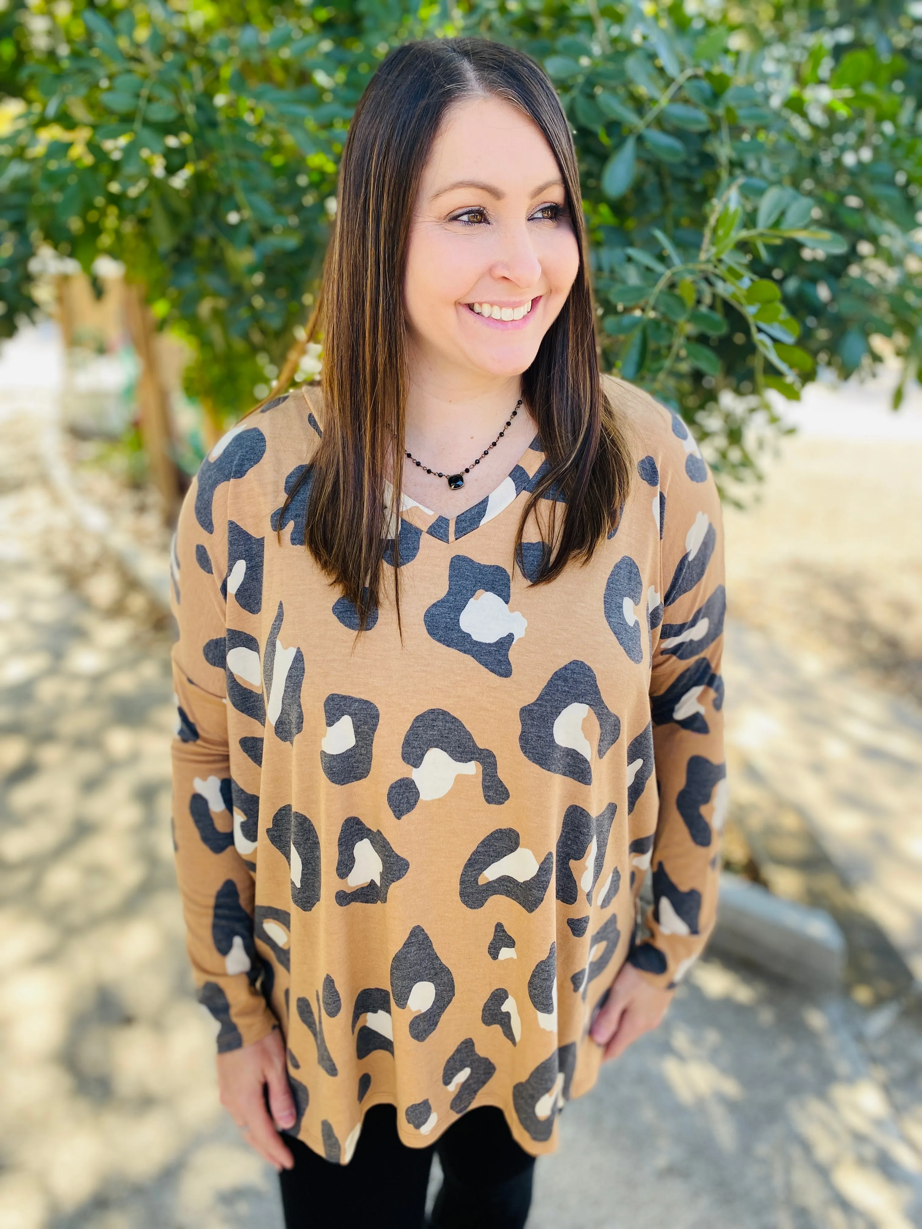 Leopard Print Dolman Hi Low Hem Top