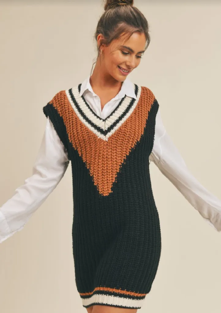 Listen Up Mini Sweater Dress | Black
