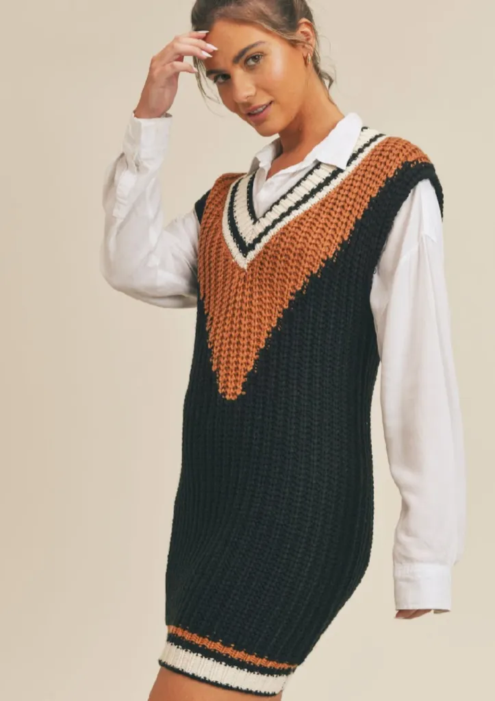 Listen Up Mini Sweater Dress | Black