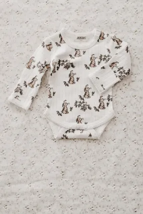 Long Sleeve Bodysuit Pointelle Bunny - Easter - Bencer & Hazelnut Size 000