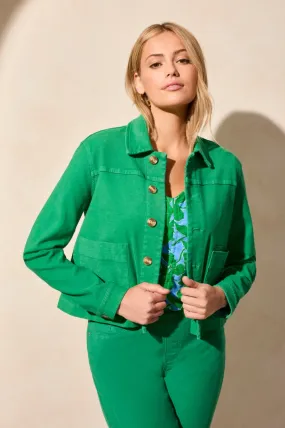 Long Sleeve Button-Front Cotton Jacket