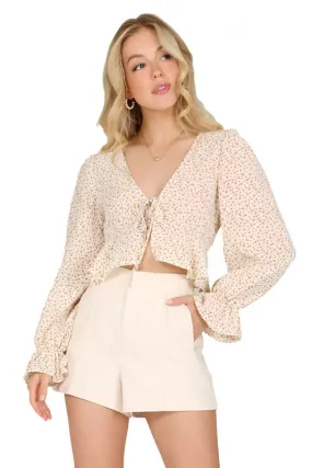 LS floral frill blouse