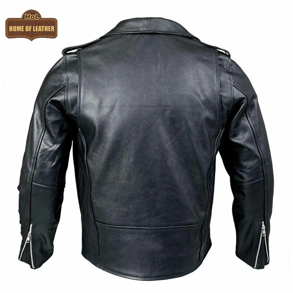 M075 Black Brando Real Leather Jacket