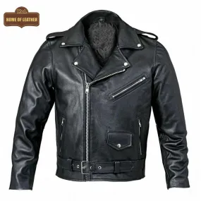 M075 Black Brando Real Leather Jacket
