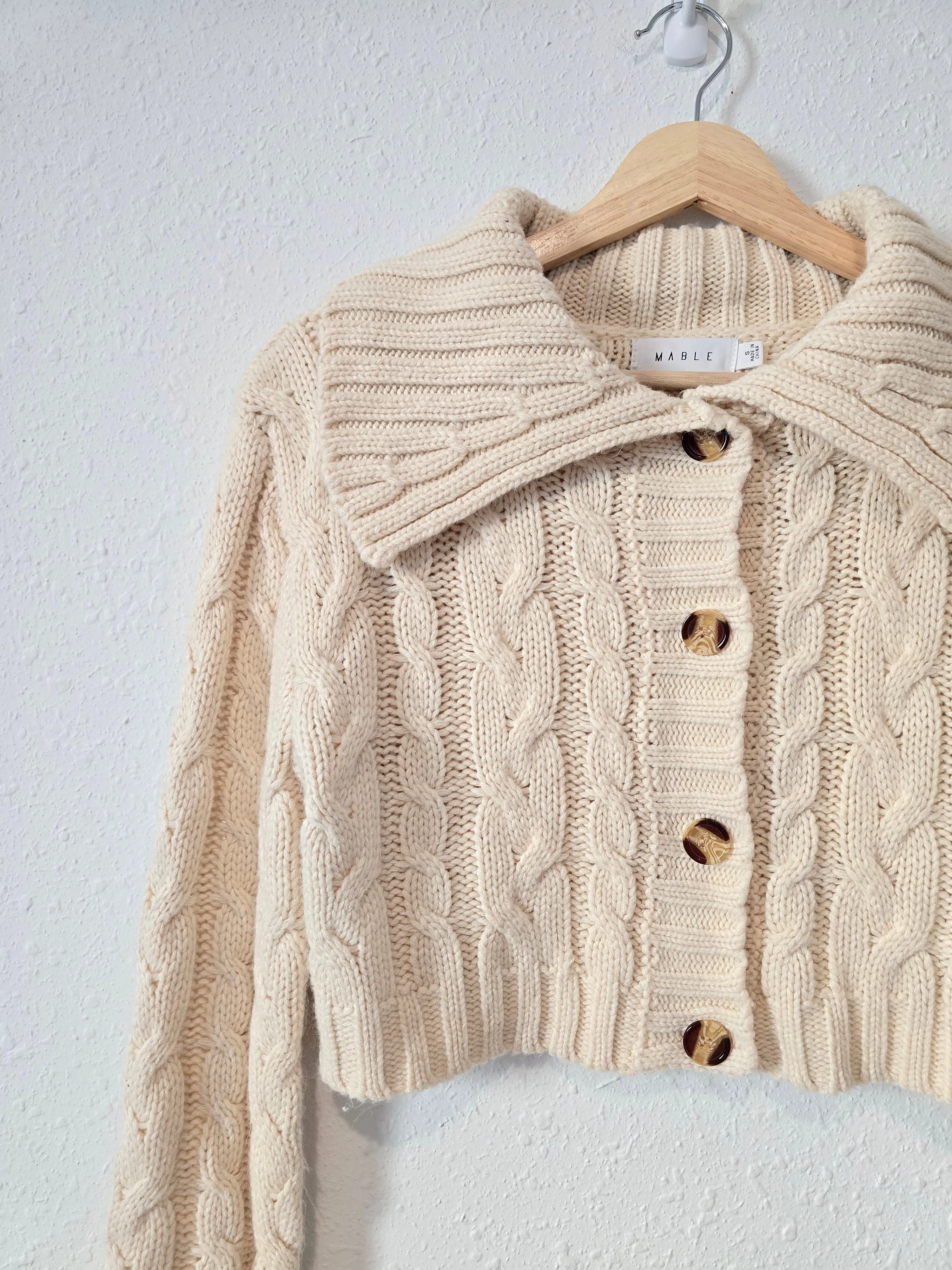 Mable Cable Knit Crop Sweater (S)