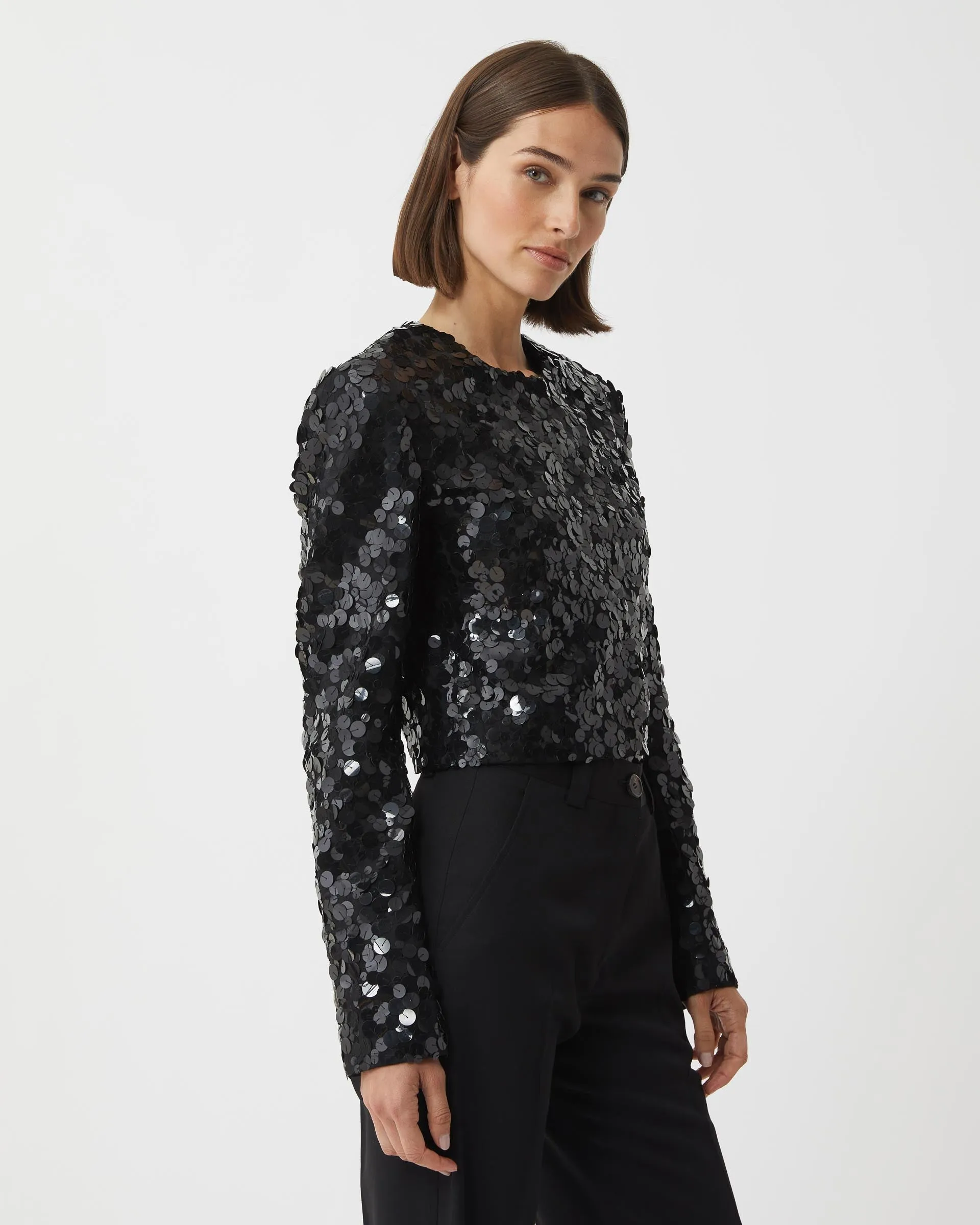 Maeve Jacket in Chaos Sequin, Black