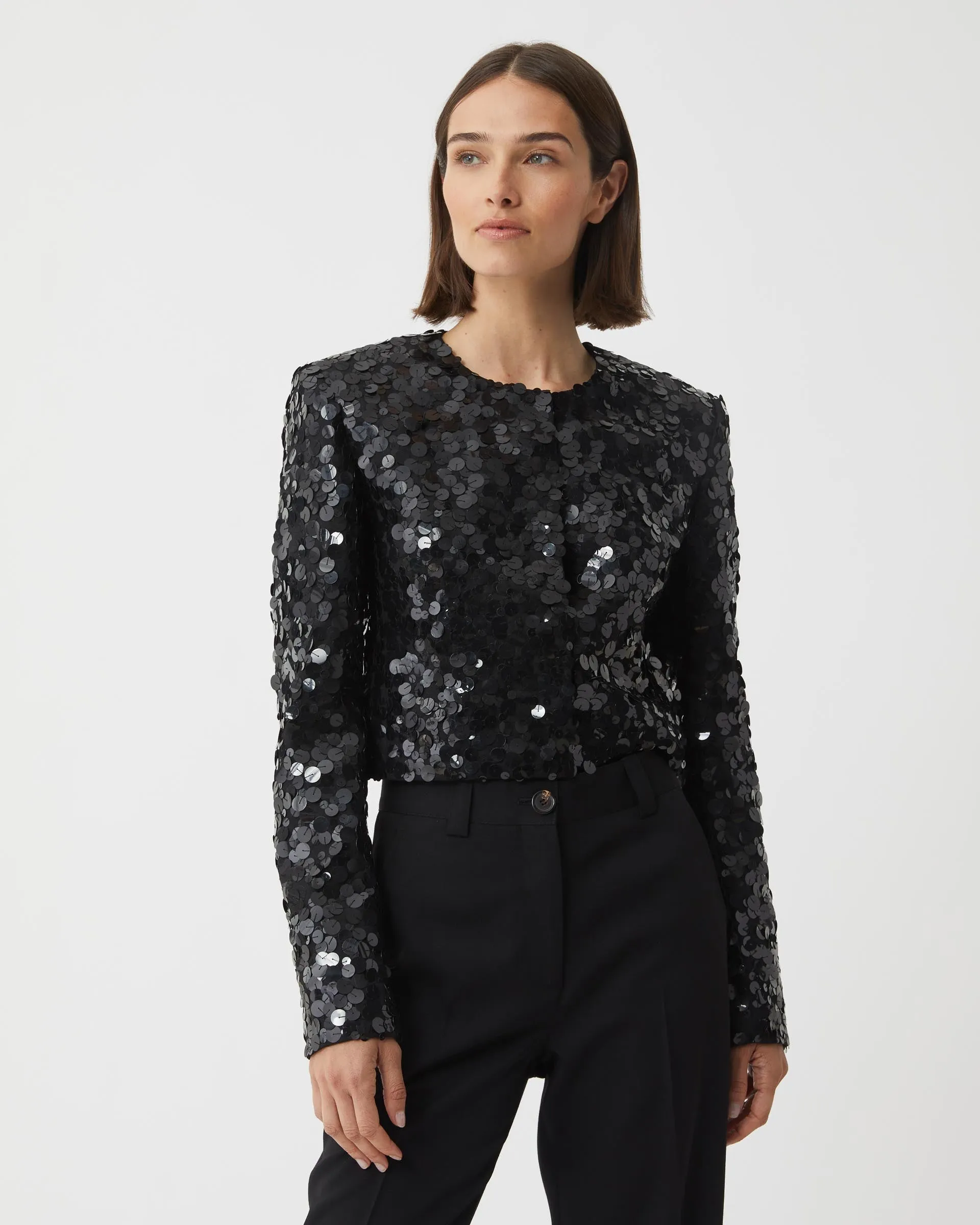 Maeve Jacket in Chaos Sequin, Black