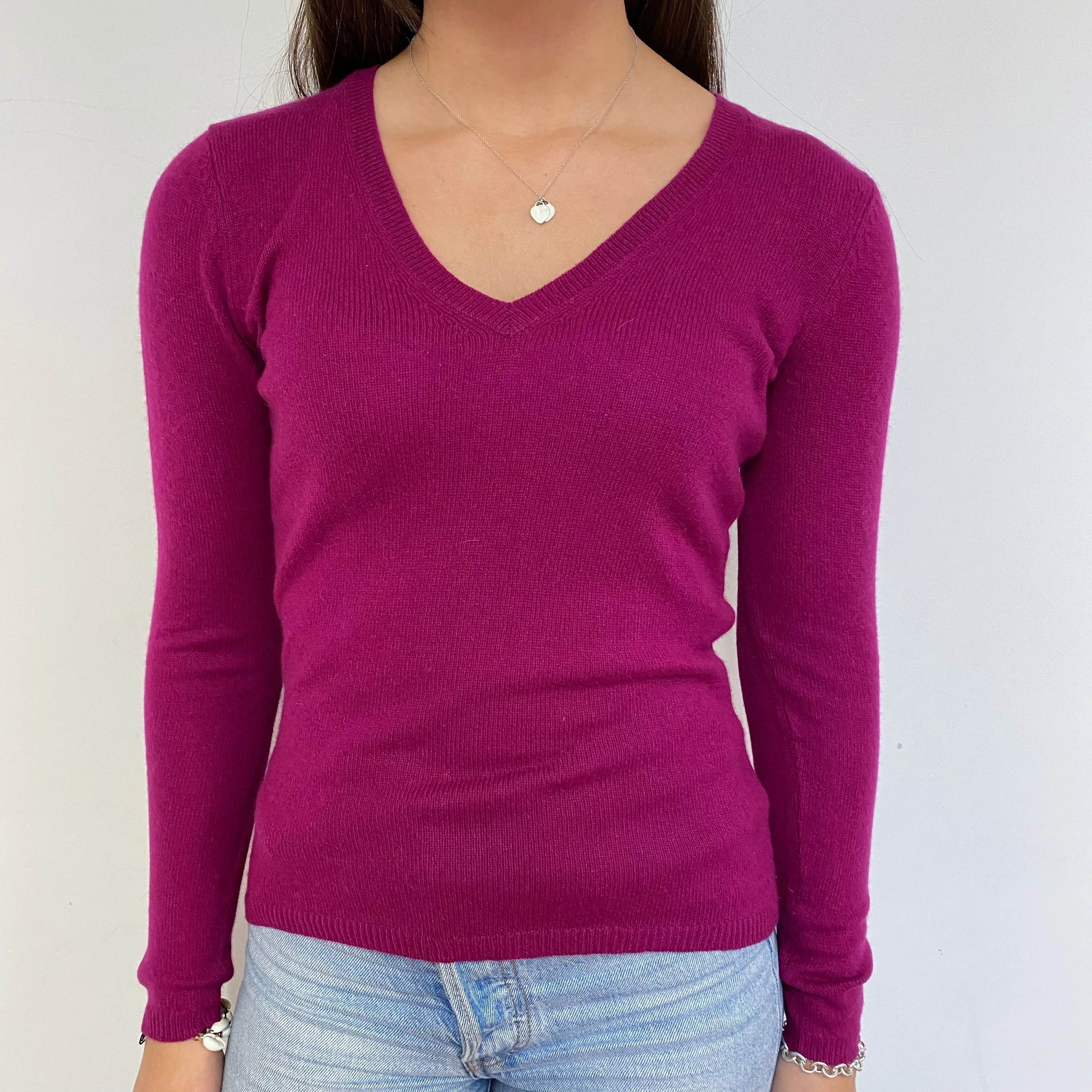 Magenta V Neck Jumper Extra Small