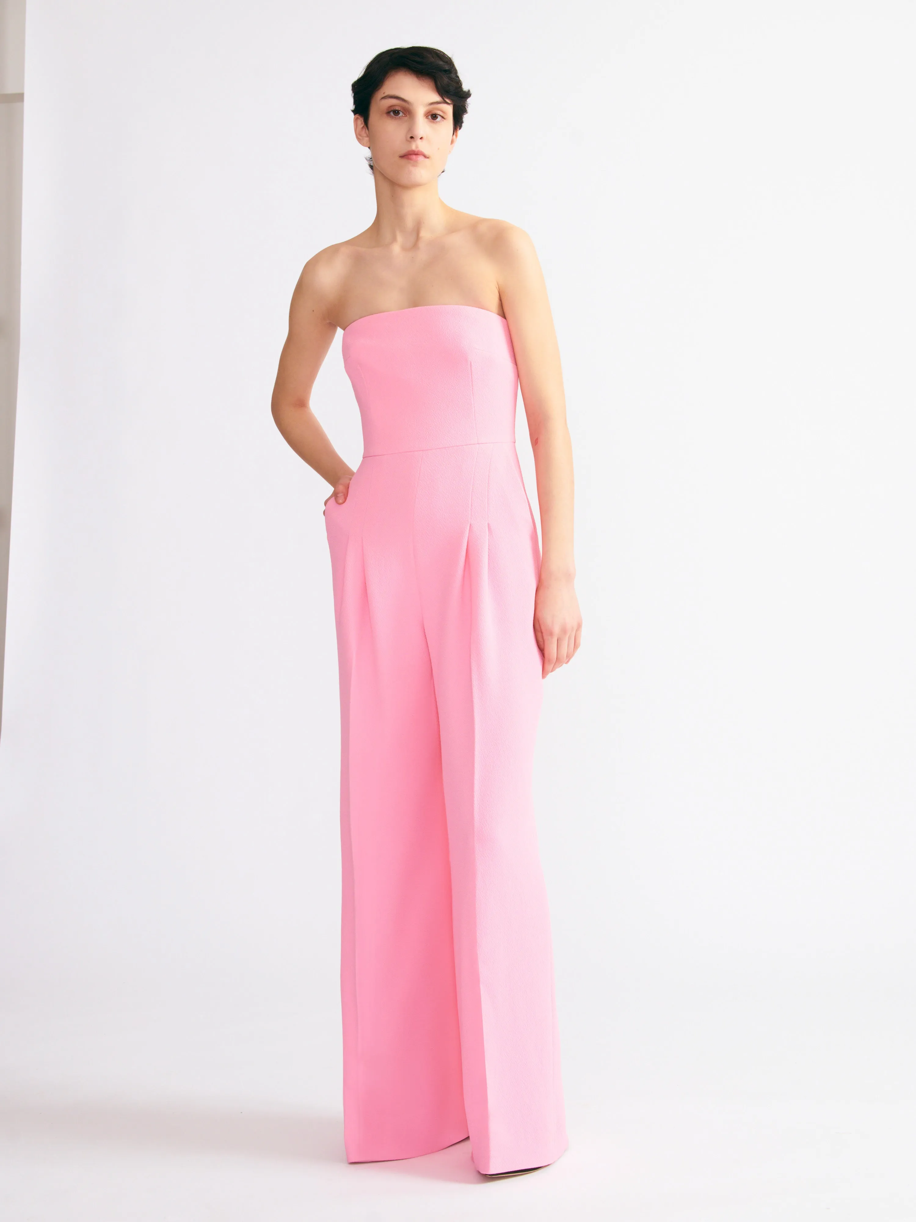 Marcie Jumpsuit In Pink Double Crepe