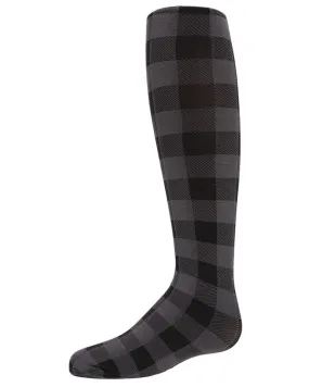 Memoi Checkerboard Opaque Tights Black