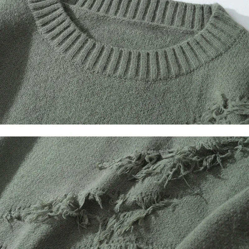 Men loose ripped stretched sweater cardigan yeezy style oversized sweater