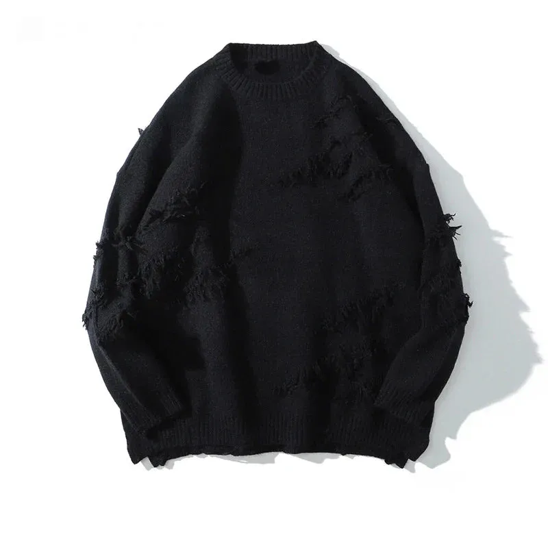 Men loose ripped stretched sweater cardigan yeezy style oversized sweater
