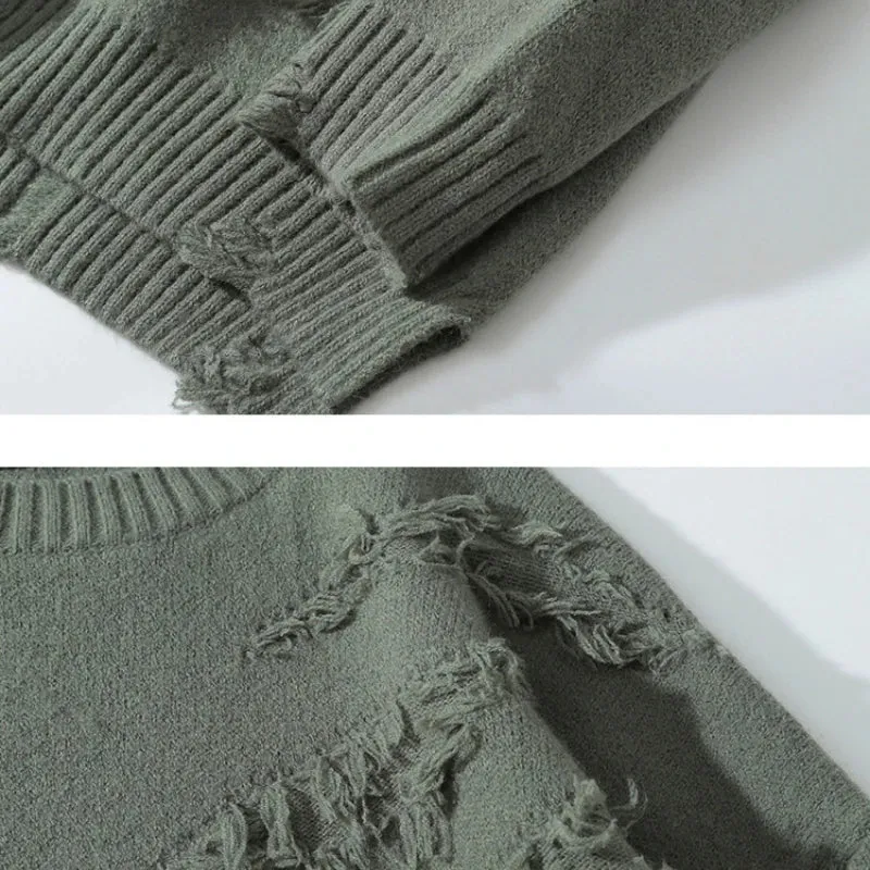 Men loose ripped stretched sweater cardigan yeezy style oversized sweater