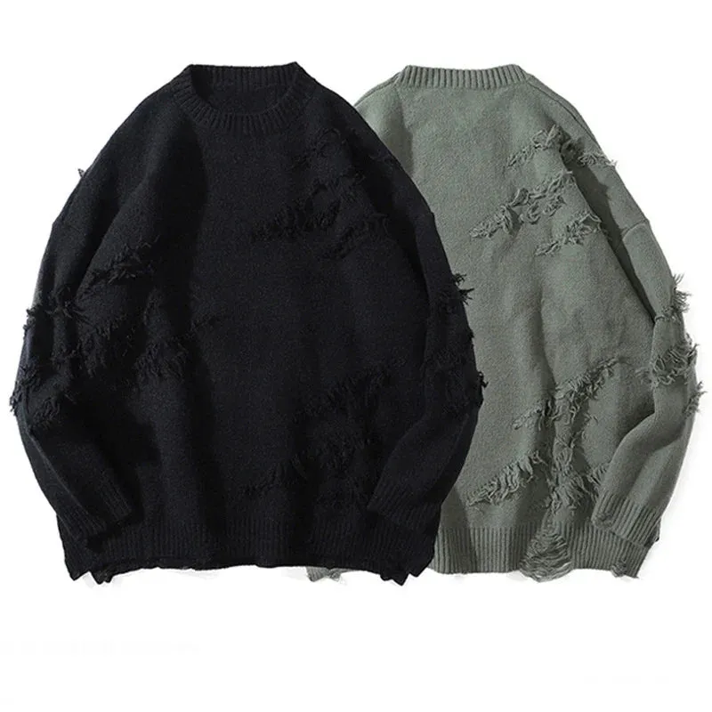 Men loose ripped stretched sweater cardigan yeezy style oversized sweater