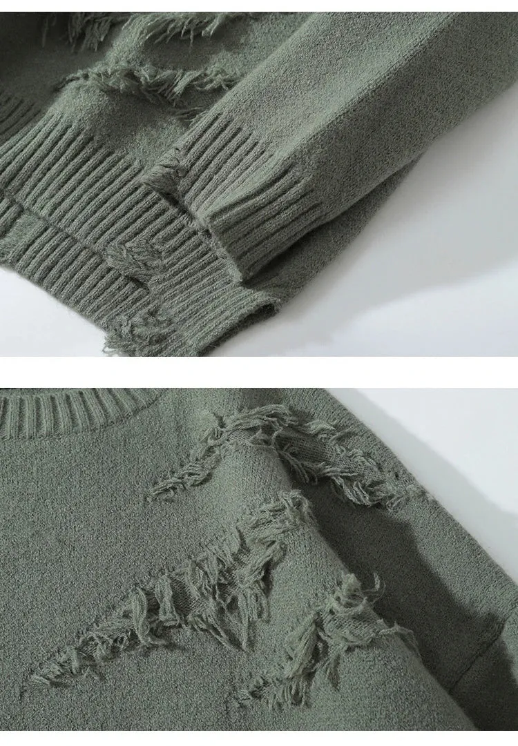 Men loose ripped stretched sweater cardigan yeezy style oversized sweater
