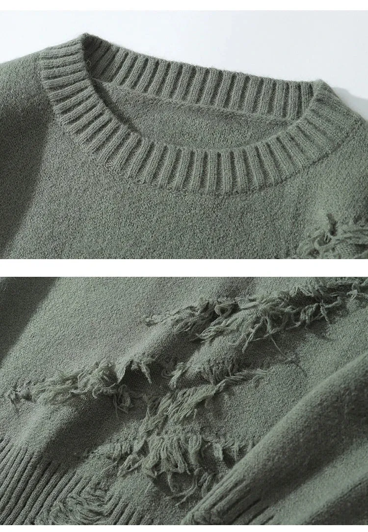Men loose ripped stretched sweater cardigan yeezy style oversized sweater