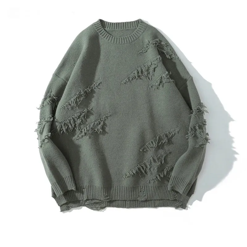 Men loose ripped stretched sweater cardigan yeezy style oversized sweater