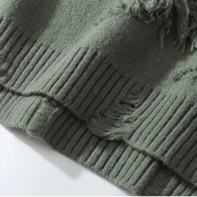 Men loose ripped stretched sweater cardigan yeezy style oversized sweater