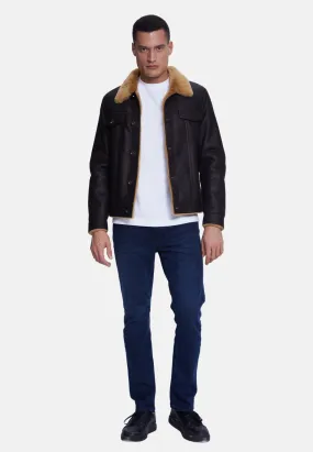 Men's Casual Jacket, Washed Brown With Ginger Wool