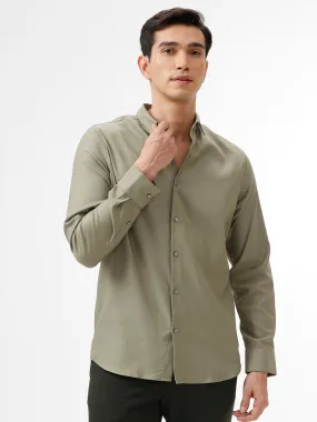 Men's Light Mehandi Comfort Fit Solid Full Sleeves Shirt - Style Think