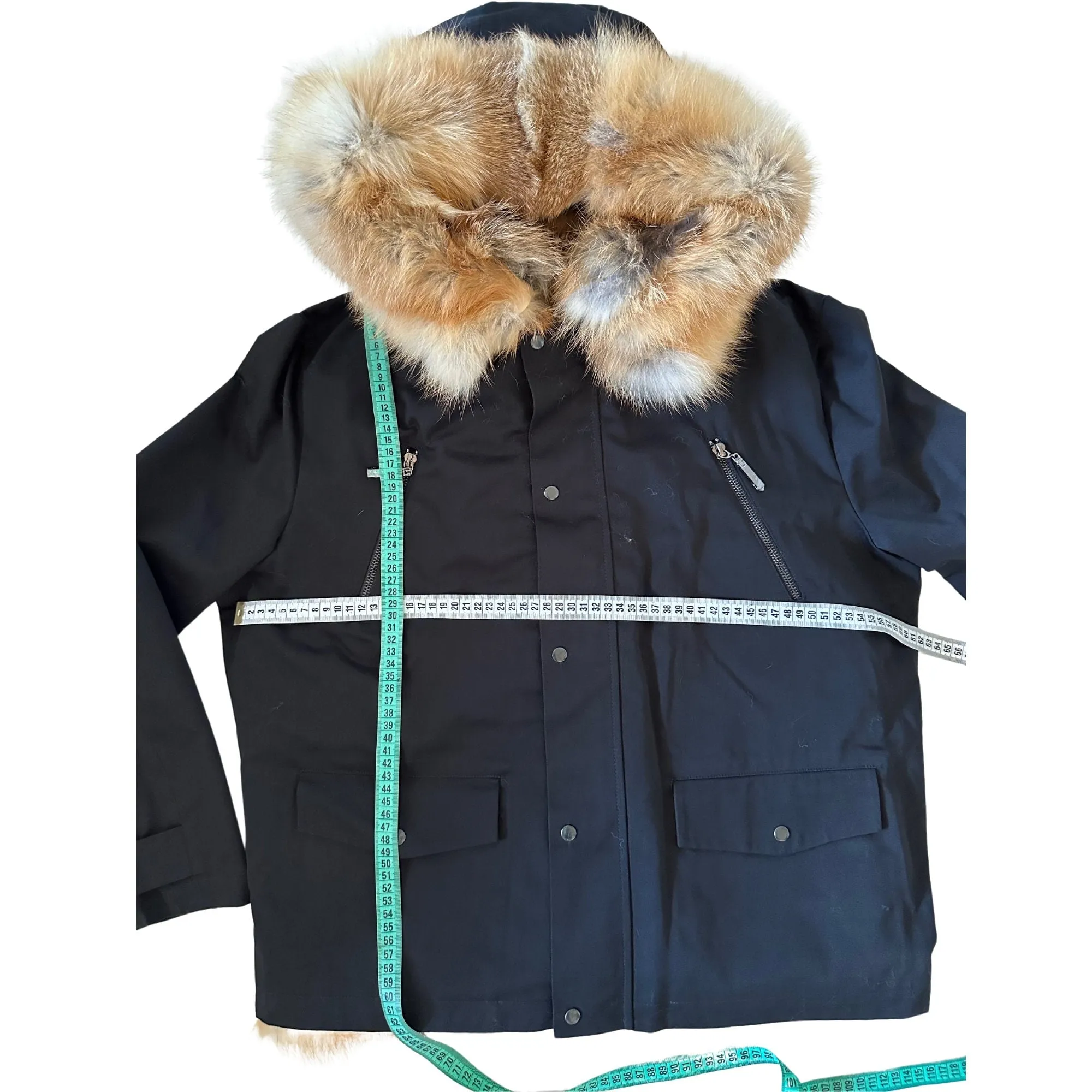 Men's Twill Bomber Parka with Detachable Fox Fur Vest