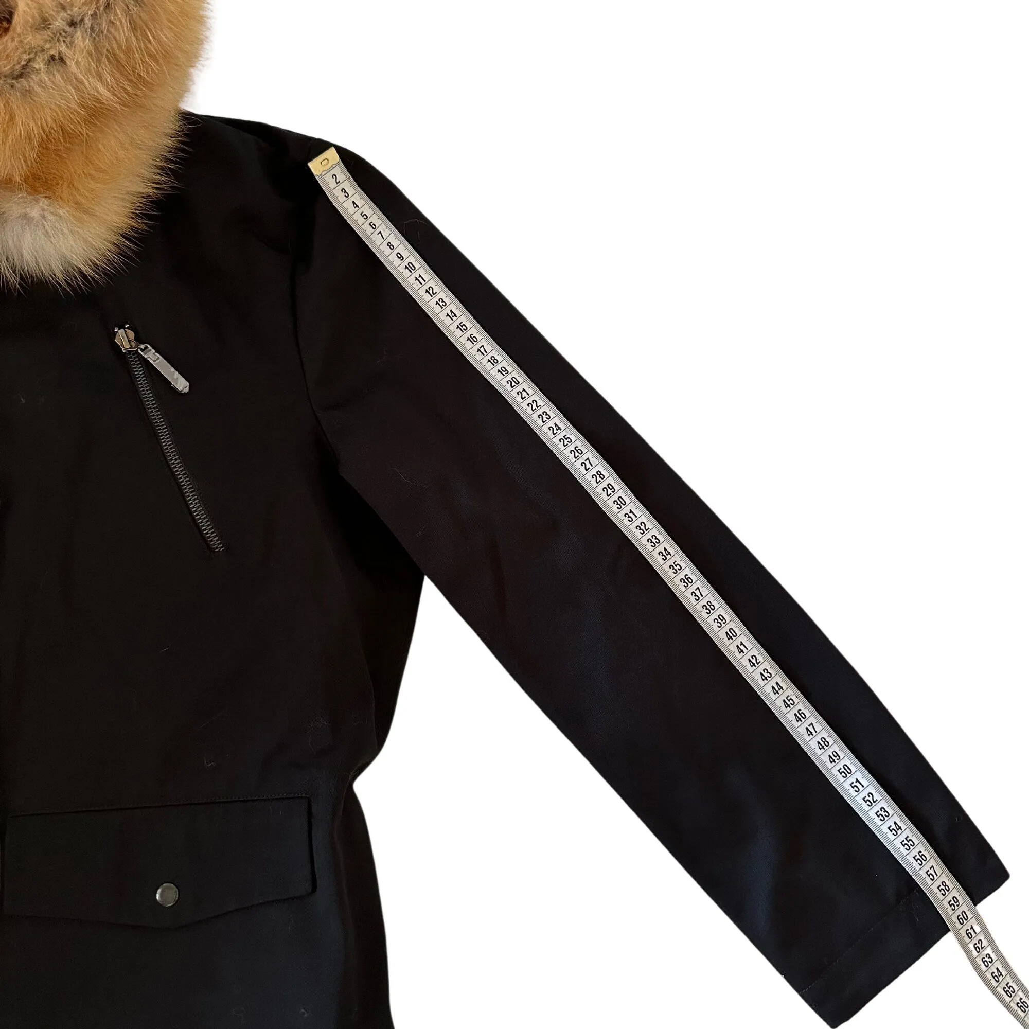 Men's Twill Bomber Parka with Detachable Fox Fur Vest
