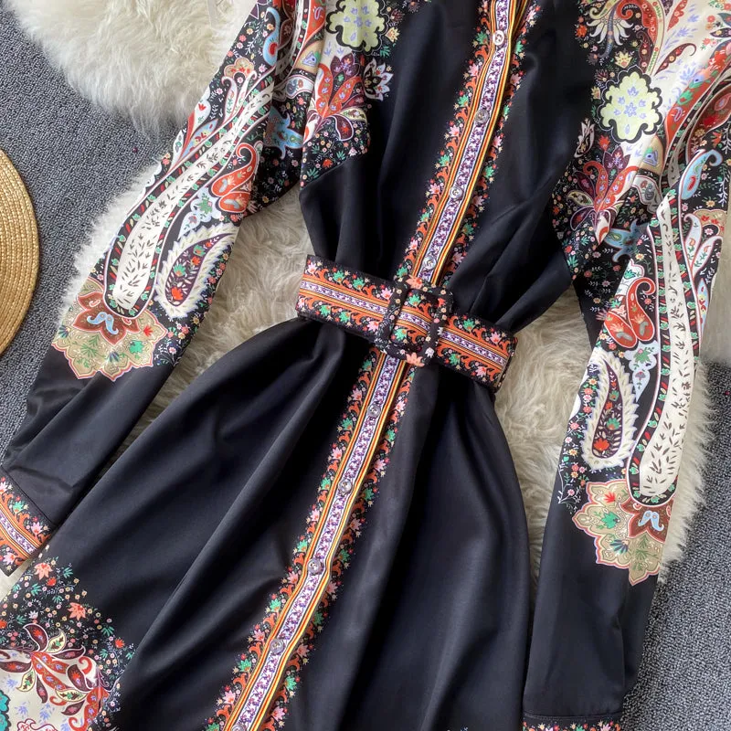 Midi Floral Shirt Dress, Boho Summer Dress For Women