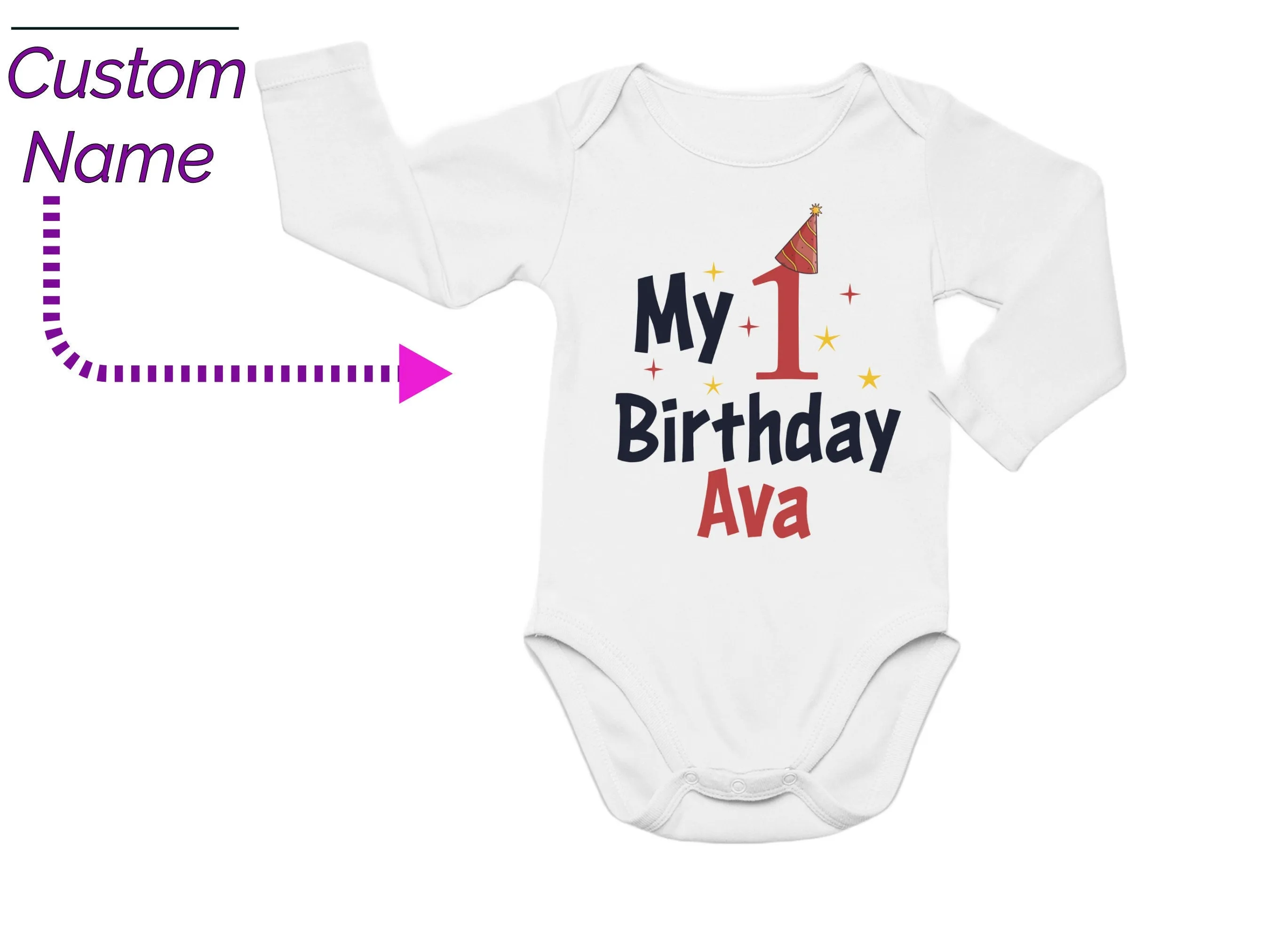 My 1st Birthday Custom Bodysuit Gift for Baby Girls for 1st Birthday