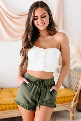 My Prerogative Button Detailed Sweater Knit Tube Top (Off White)
