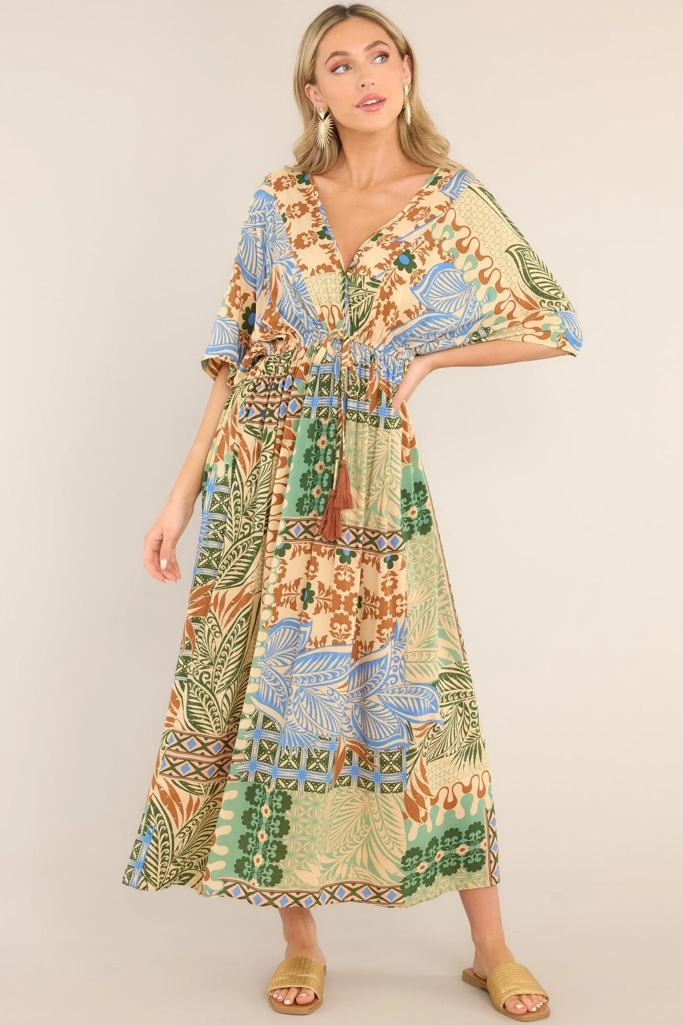My Top Five Beige Tropical Print Maxi Dress