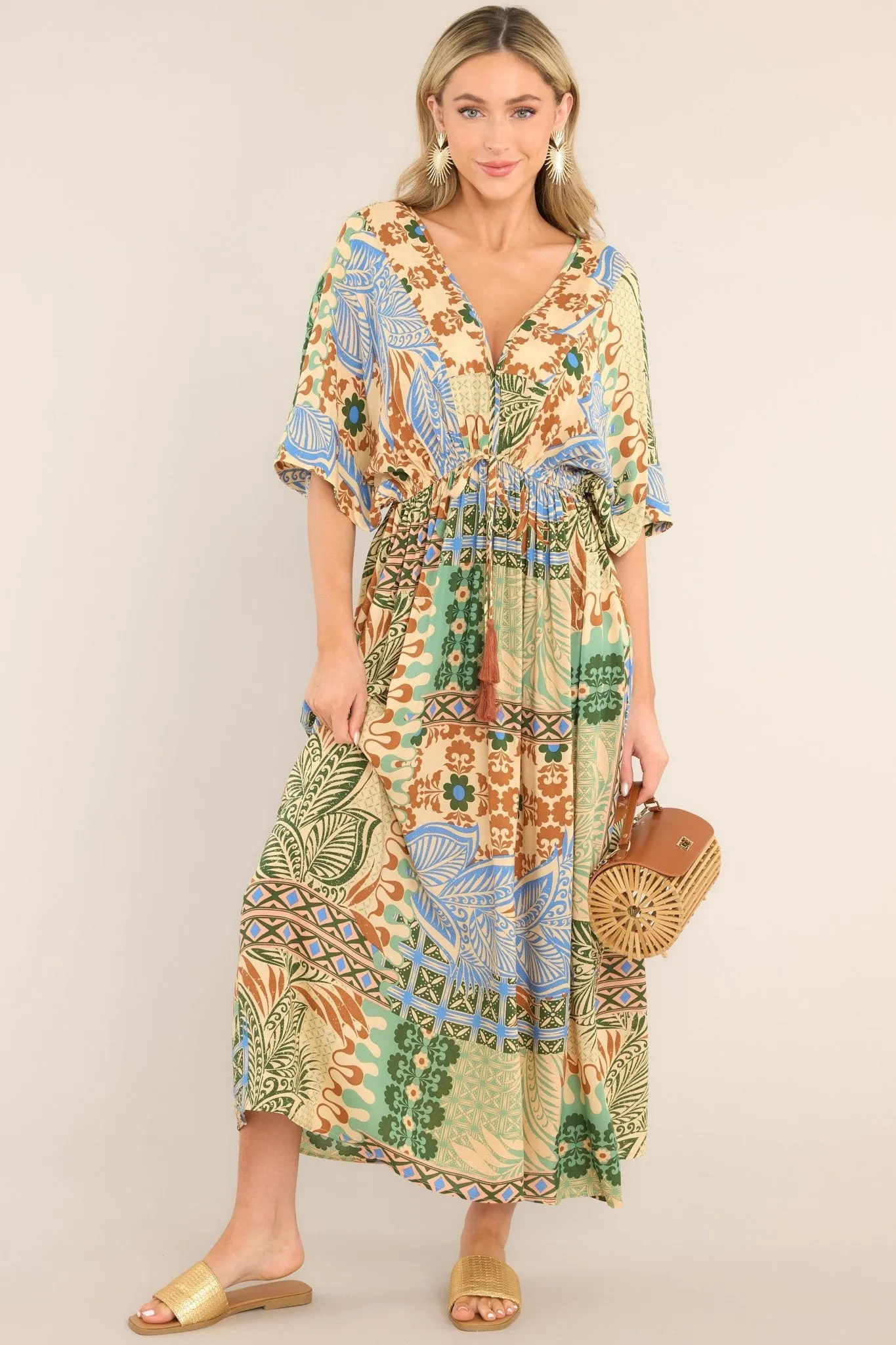My Top Five Beige Tropical Print Maxi Dress
