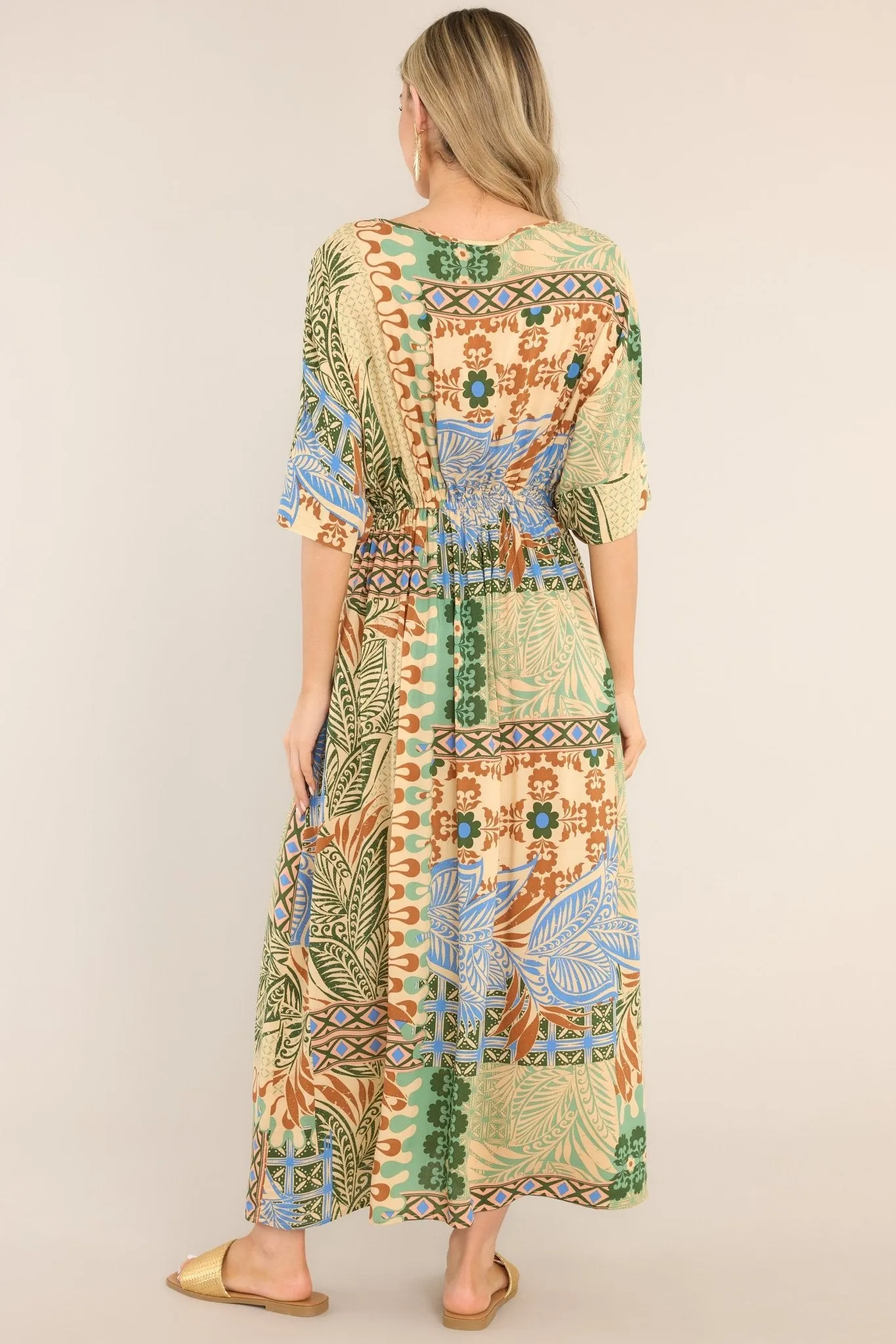 My Top Five Beige Tropical Print Maxi Dress