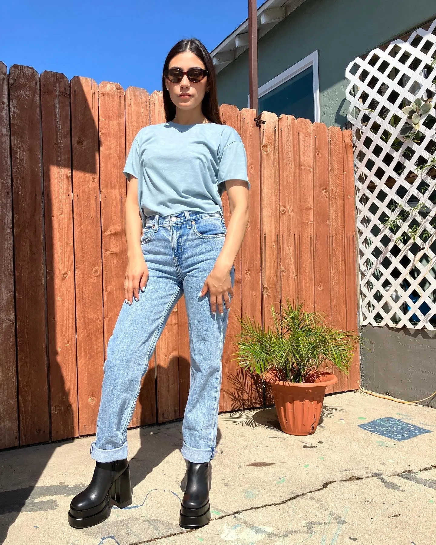 New Cotton Light Blue Crop Top