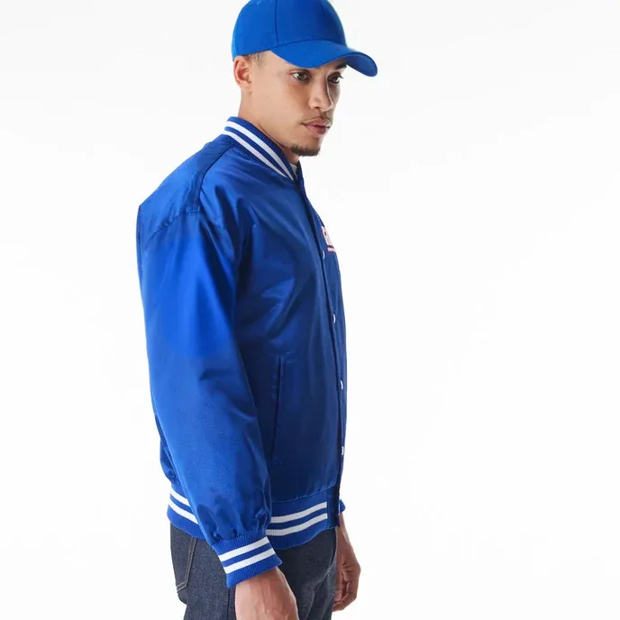 New York Giants NFL Blue Satin Bomber Jacket