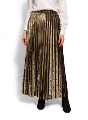 Olive Pleated Velvet Skirt